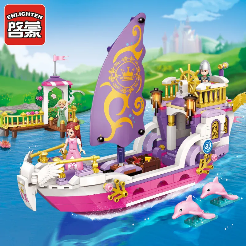 

ENLIGHTEN 456Pcs City Girls Princess Pleasure Boat Building Blocks Sets Ship Model Bricks Kids Toys Compatible LegoINGs Friends