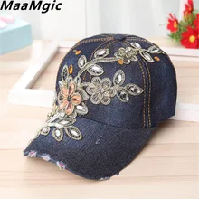 Новая бейсболка, роскошные стразы, Женская Ковбойская бейсбольная кепка, цветочный узор, Женская Высококачественная кепка со стеклянными бриллиантами для девушек, хип-хоп кепка