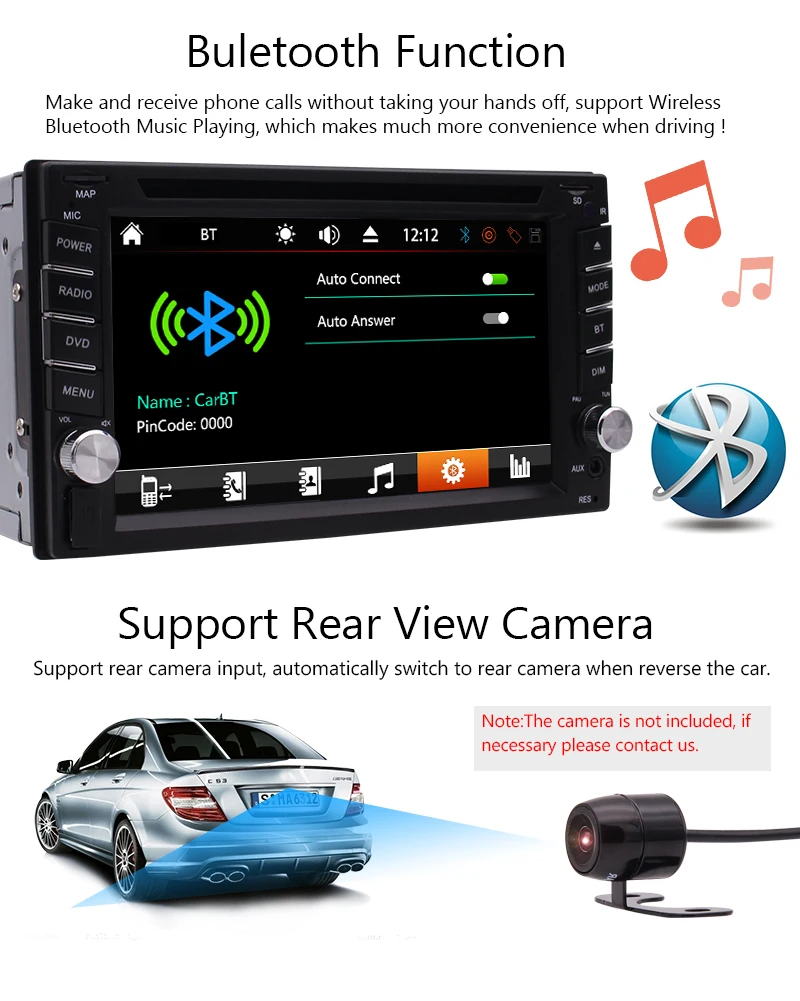 Flash Deal Double 2 Din HD Video FM AM Car Radio 6.2" Touchscreen Head Unit Bluetooth MP5 Stereo DVD Player Subwofer SWC Wireless Camera SD 4 Flash Deal Double 2 Din HD Video FM AM Car Radio 6.2" Touchscreen Head Unit Bluetooth MP5 Stereo DVD Player Subwofer SWC Wireless Camera SD 4