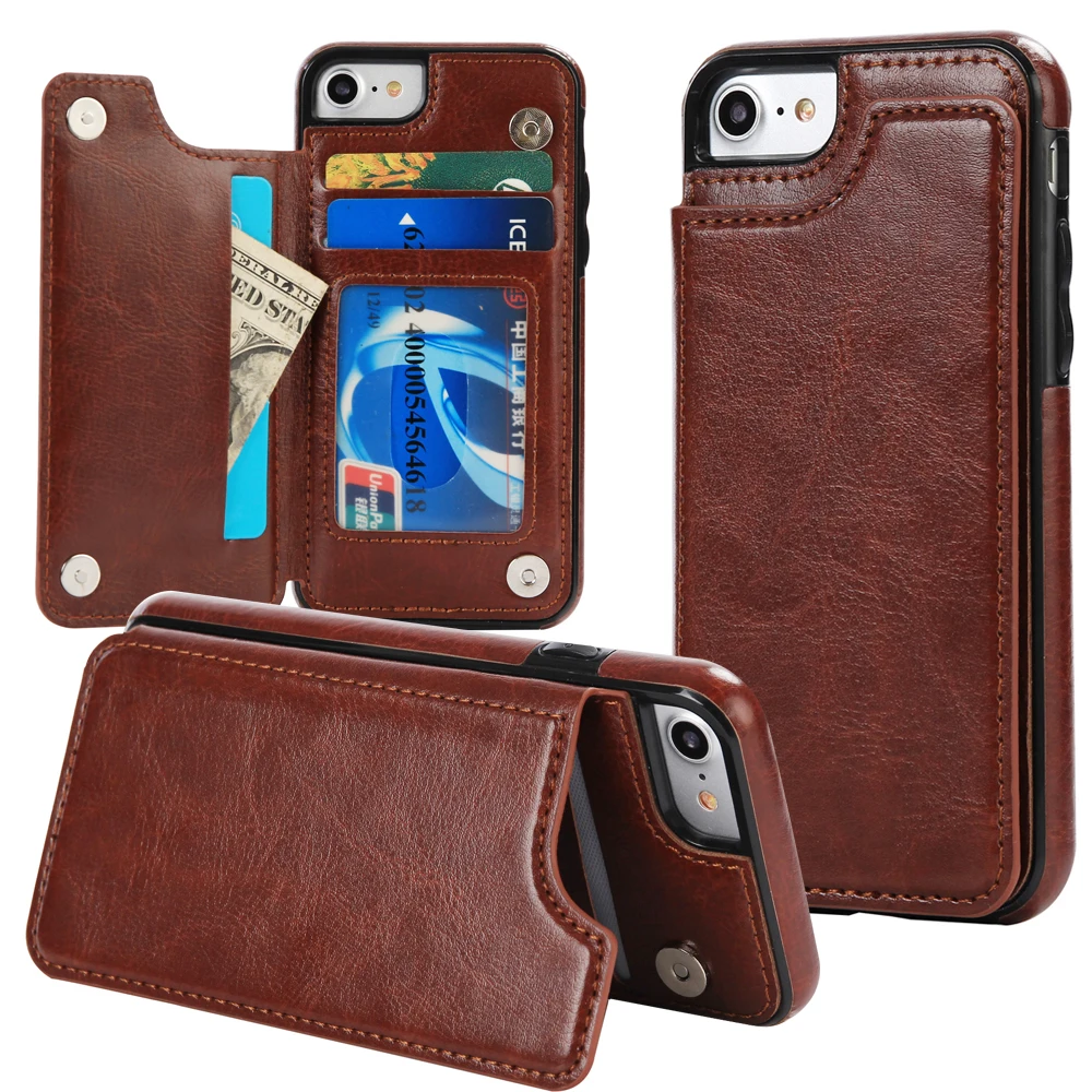 

Vintage Leather Case For iPhone X XS MAX XR 8 7 6 Plus 5s Flip Card Slot Shell For Samsung S7 Edge S8 S9 Plus Note 8 Back Cover