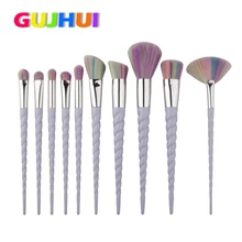 Best Deal New 10PCS Thread Colurful Nylon Fiber Make Up Foundation Blush Eyebrow Eyeliner Blush Cosmetic Concealer Brushes Gift