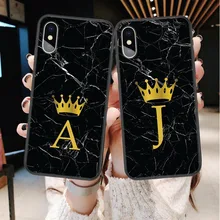 Чехол на заказ для iPhone X SE 5 5S 6 6s 7 8 Plus Crown King Letter A B C D E F G H I J мягкий чехол для iPhone X XS чехол для MAX XR Capa