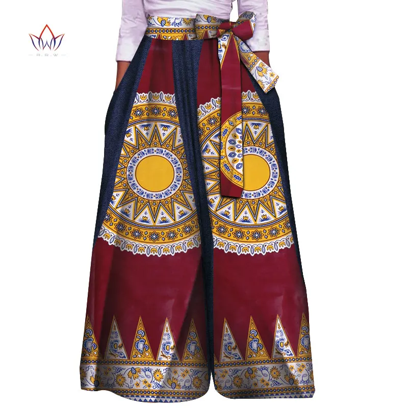Африканская вощеная ткань печати высокой талии свободные брюки большого размера в африканском стиле Одежда для женщин Офис Базен Riche