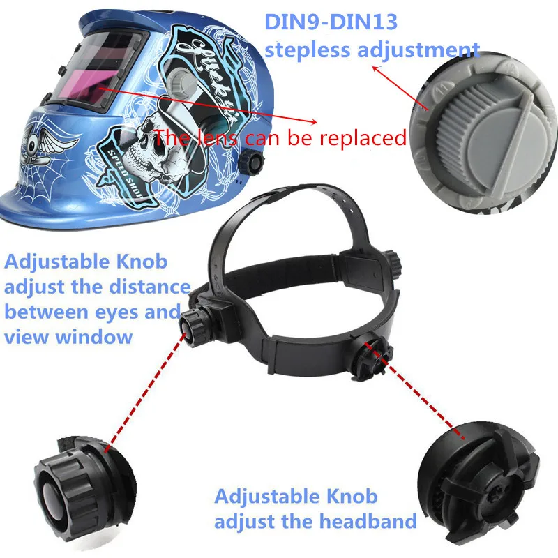 Tanie Spawacz maska automatyczne przyciemnienie przyłbica spawalnicza słonecznej łuku Tig Mig szlifowania pajęczyna wzór zaawansowanych obwodów do spawania