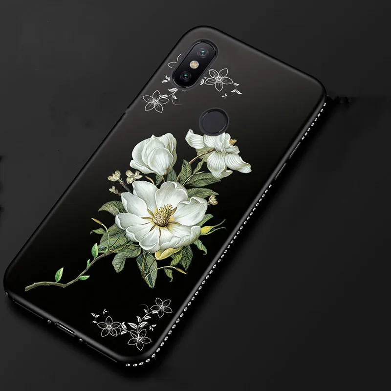 

Case Luxury Bling Diamond Phone Case On For Xiaomi 8 SE 5X A1 6X A2 Soft Silicone Floral Cover for Redmi 4X Note 4 5 5A 6A Max2