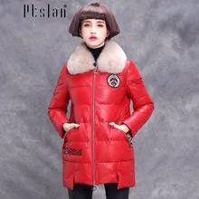 Ptslan 2016 Women s Genuine Leather Jacket Zipper Closure Real Lambskin Coat