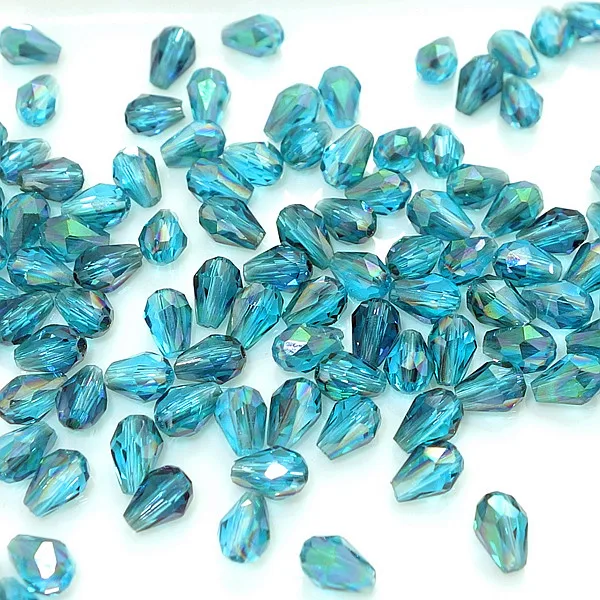 

Fashion 100pcs Faceted Teardrop Glass Crystal Charms Findings Water Drop Loose Spacer Beads 5X3mm DC22