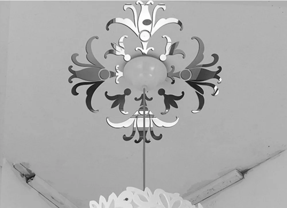 

Потолочный светильник в европейском стиле, декоративные акриловые зеркальные 3D-наклейки на стену, зеркальные декоративные зеркальные фрески и наклейки для гостиной