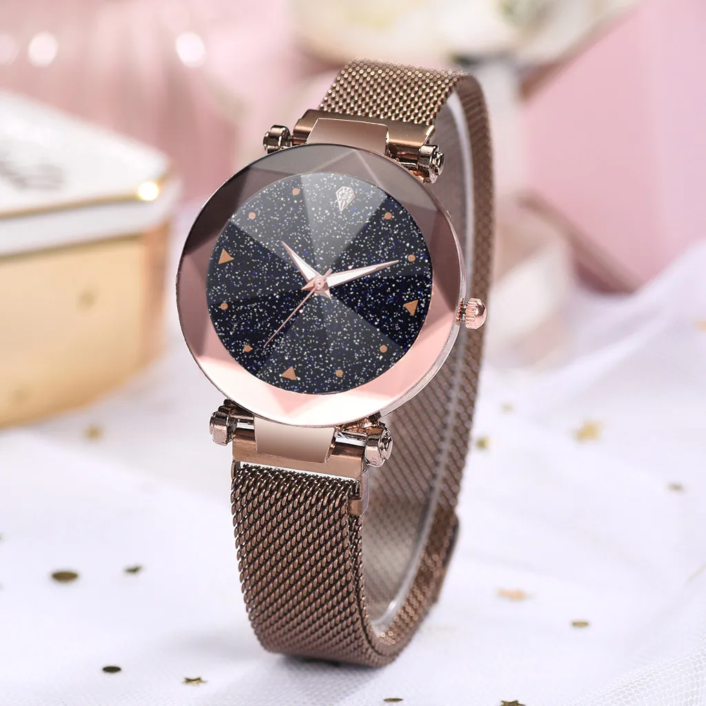 

Gofuly Female watch 2020 Fashion Starry Sky Convex Glass Quartz Mesh With Magnetic Buckle Ladies Watch wrist watches for women