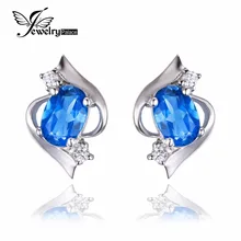 1.00ct London Blue Topaz Oval Cut Natural Pendiente 925 Sterling Joyería Fina de plata Para Las Mujeres del Regalo de Boda 2016 Marca Fina joyas