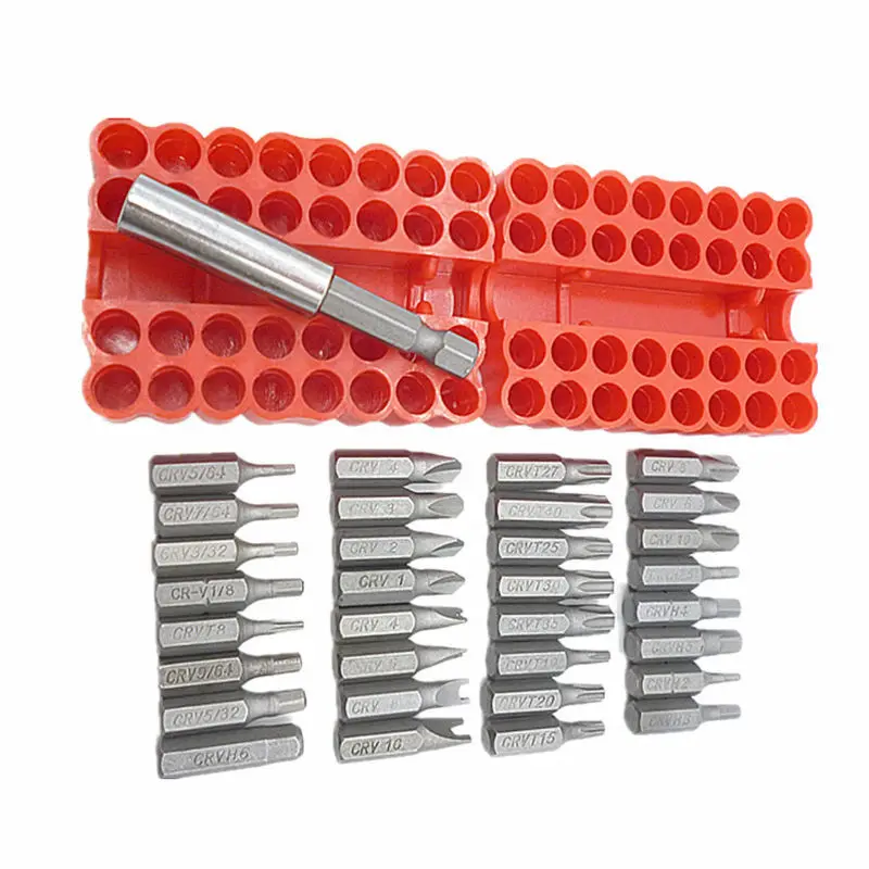33 Pc Security Bit Set Tamper Proof Torque Spanner Hex Star Tri-Wing Bits