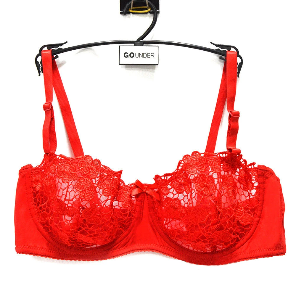 

YANDW Mesh Comfort Lace Crop Top Ultra-thin PLUS SIZE Underwire Bras for Women Bralette Brassiere A B C D 34 36 38 40 42 44