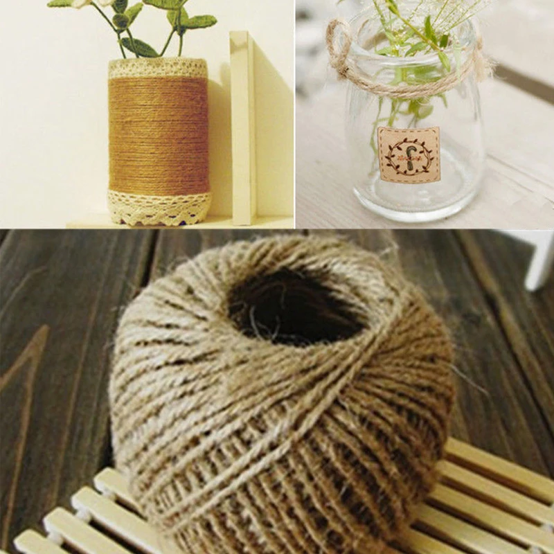 

100m Natural Jute Twine Burlap String Hemp Rope Wedding Gift Wrapping Cords Thread for Floristry DIY Crafts