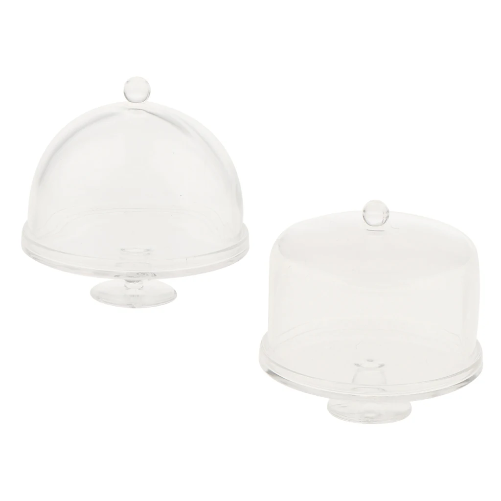 2Pcs Dollhouse Miniature 1/12 Clear Dessert Snack Can with Half Round Lid