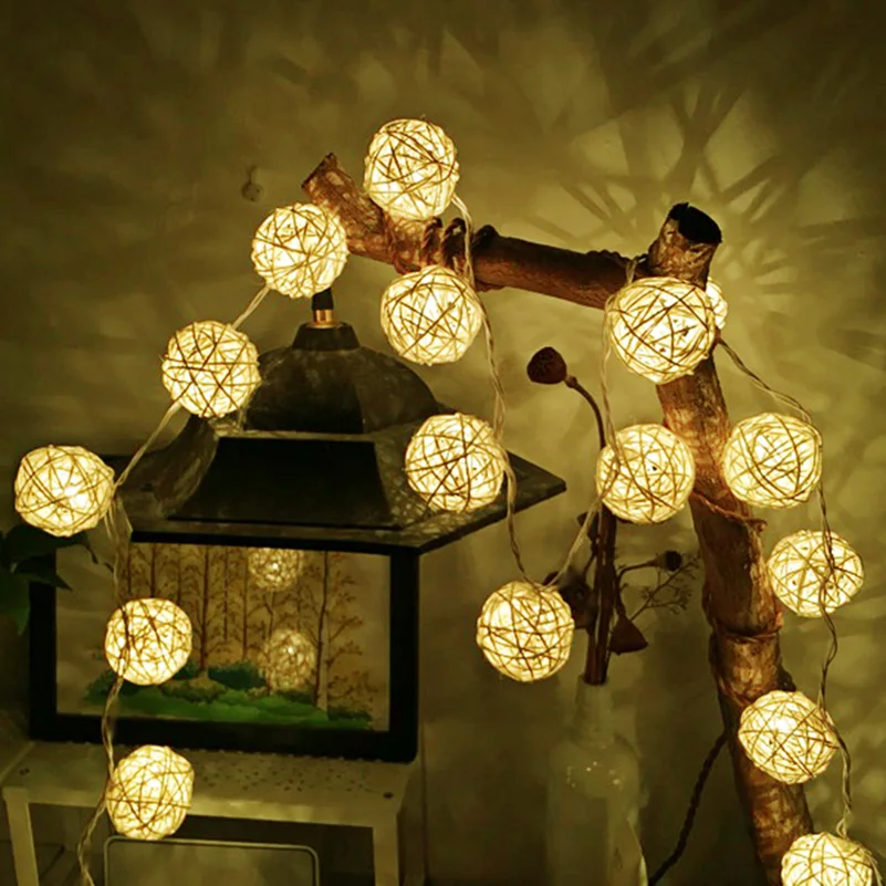 Goodland 2M Rattan Ball LED String Light Fairy Lights Holiday Light for Party Wedding Christmas Garland LED Gerlyanda Decoration Goodland 2M Rattan Ball LED String Light Fairy Lights Holiday Light for Party Wedding Christmas Garland LED Gerlyanda Decoration