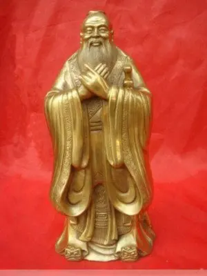 

CHINESE SAINT CONFUCIUS BRONZE brass STATUE 8"HIGH
