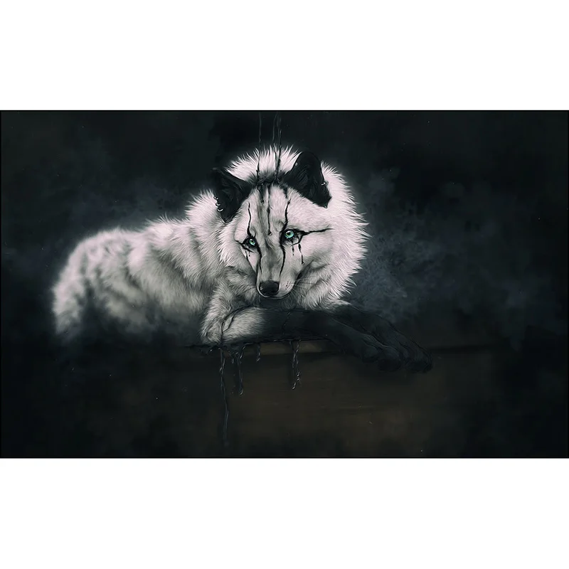 Full square diamond 5D DIY diamond embroidered white wolf diamond painting cross stitch rhinestone mosaic decoration gift