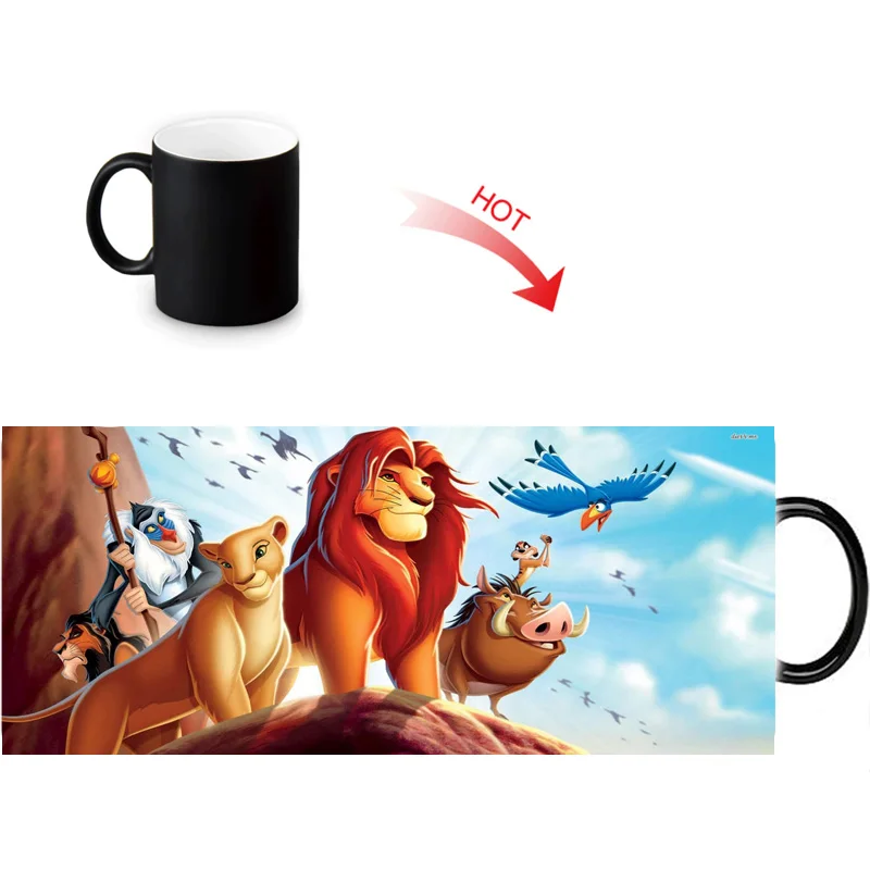 

Lion King porcelain mug morphing coffee mugs heat changing color Hot Reactive sensitive Ceramic Tea mugen mug