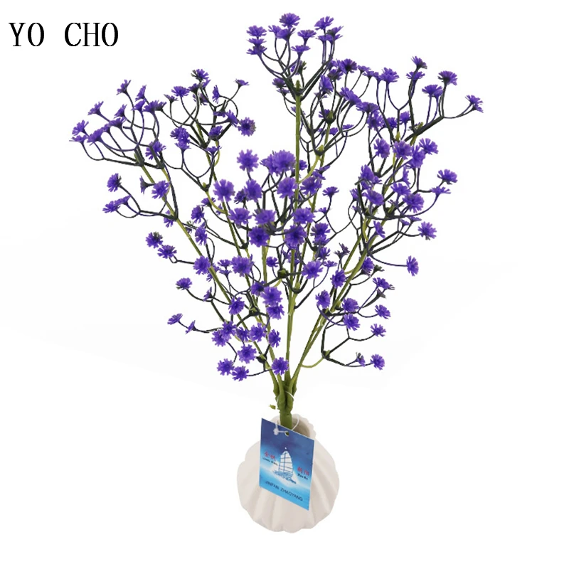 Fiori Artificiali 7-Forcella Gypsophila Paniculata Erba Di Plastica Erba Pianta Del Bambino Respiro Falso Bouquet Di Fiori Per La Casa Decorazione Di 
