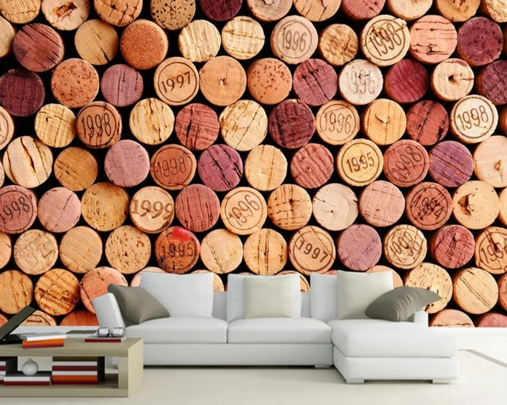 

Free Shipping Bar Restaurant Creative Simple Photo Wallpaper Custom 3D Mural Wine Bottle Cork Restaurant Decoration Wallpaper