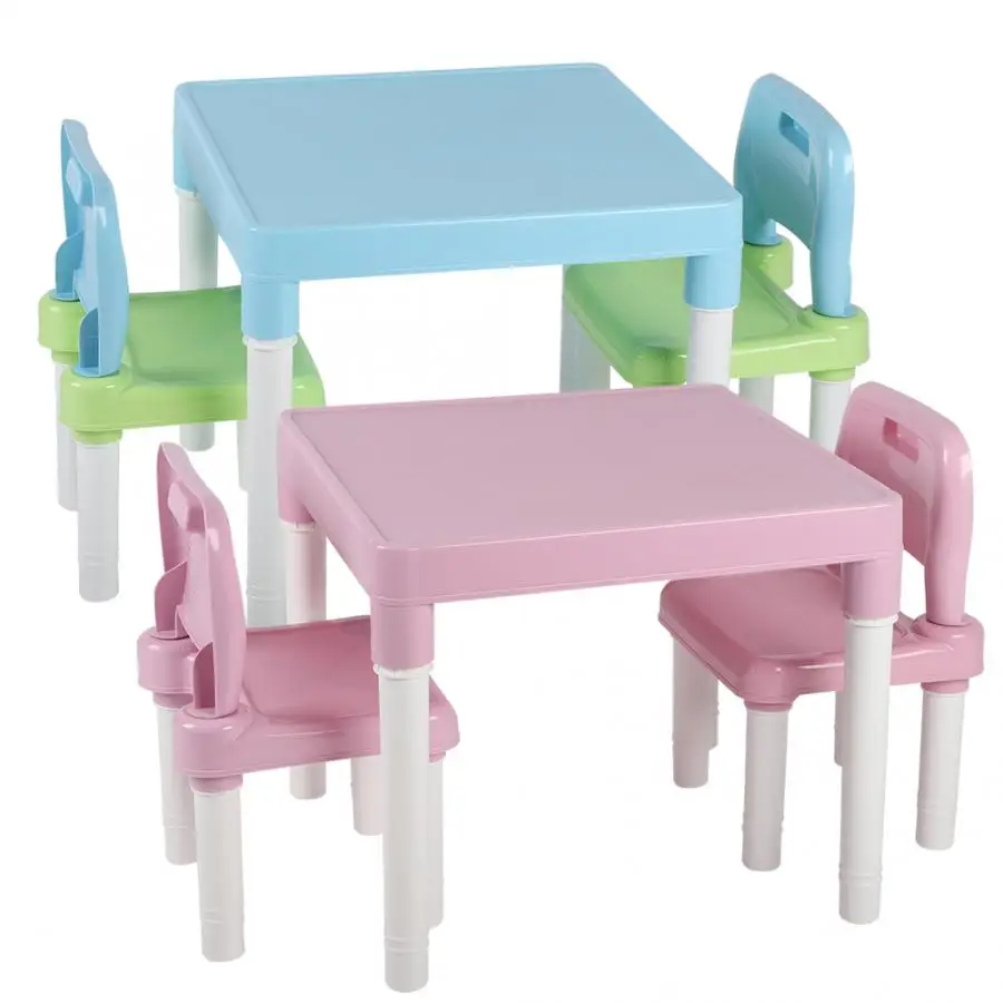 Childrens Kids Plastic Table Chair Set Learning Studying Desk For