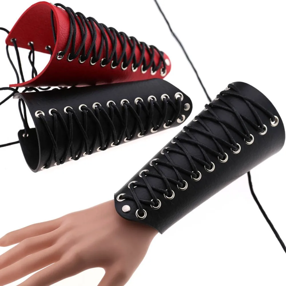 Средневековые Доспехи перчатки широкие манжеты нарукавники мужские стимпанк воин рукавица Ренессанс Рыцари Тамплиер кожа на шнуровке браслет
