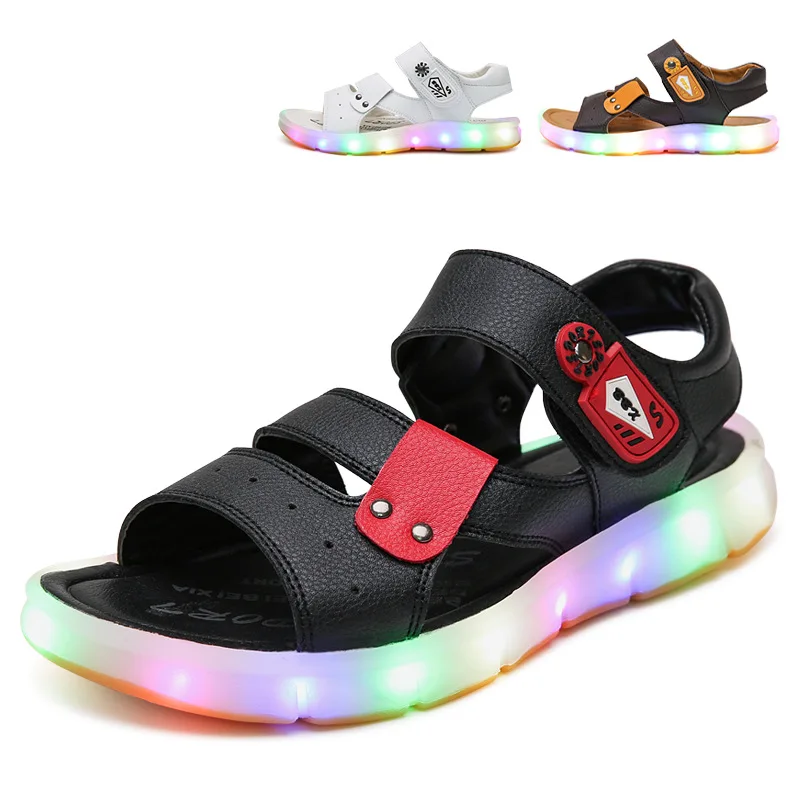 2017 European LED lighting children sandals cool fashion colorful hot sales children font b shoes b