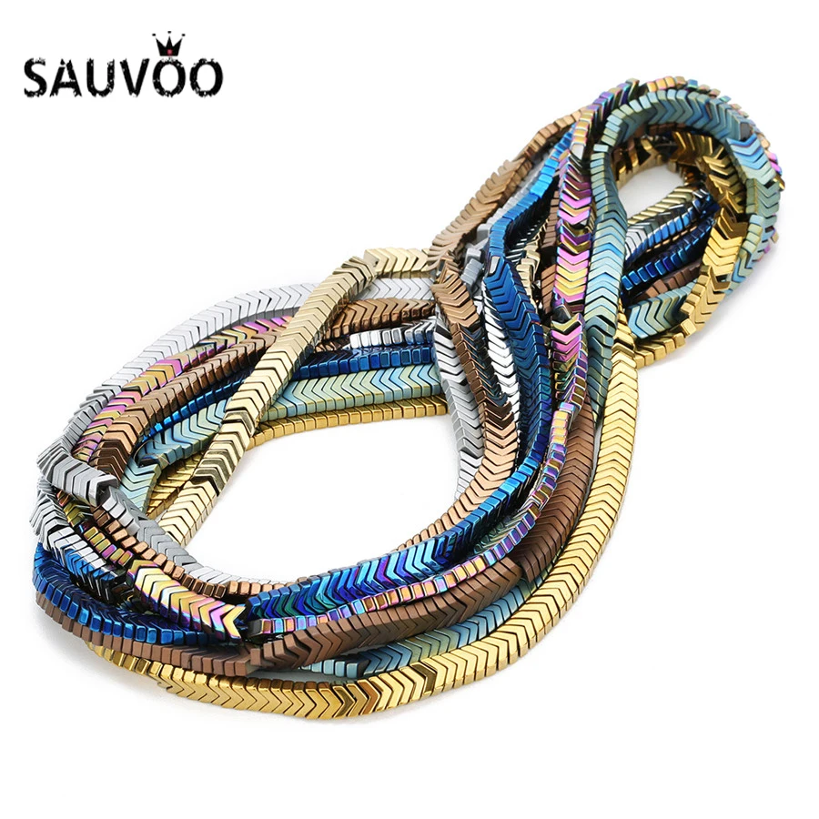 

SAUVOO 160Pcs/Strand Gold Blue Color Arrow Shape Hematite Beads Natural Stone Loose Beads For Bracelet Diy Jewelry Making F7972