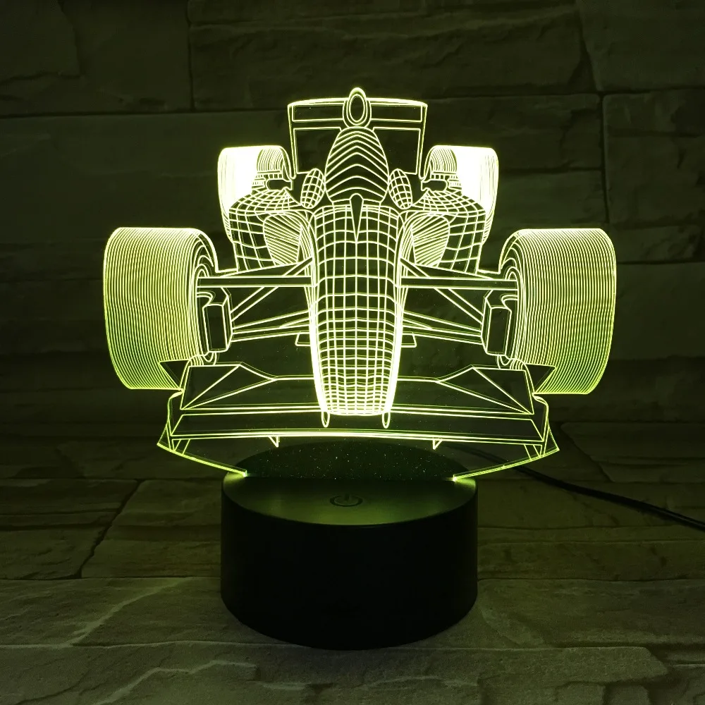 Гоночный автомобиль 3D Декор светодиодный ночник 7 цветов изменить прикроватная ночник внутреннего освещения украшения best подарок для