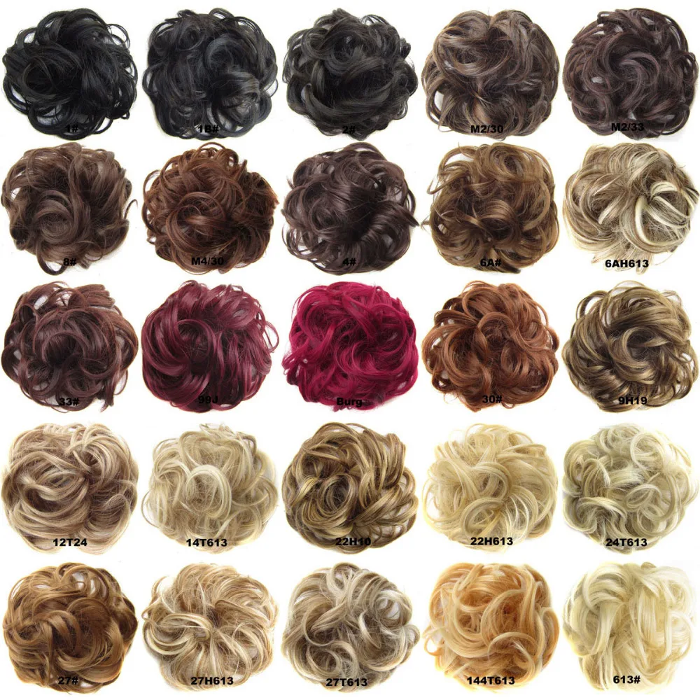 Women's Wave Curly Hairring Synthetic Flexible Scrunchie Wrap For Hair Bun Ponytail 25 Colors JACEN HAIR Q5-1