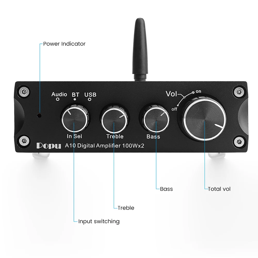 HIFI TPA3116 цифровой усилитель мощности Bluetooth 5,0 аудио приемник PCM5102 Класс D 2,0 канал 100 Вт* 2 ампер с декодером для телефона