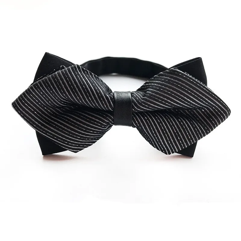 

Fashion 1PC Gentleman Men Classic Black Gray Striped Bowtie Necktie for Wedding Party Adjustable Bow Tie