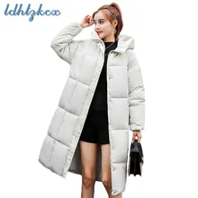 Зимнее пальто женский, Черный Большие размеры Длинные свободные парки с капюшоном корейский офис элегантные дамы толщиной тепло Тонкий куртки CX308