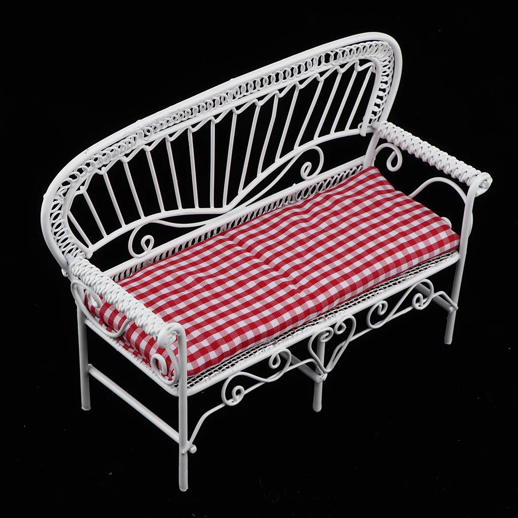 1:12 Dollhouse Miniature DIY Furniture Outdoor Double Chair Set Garden Decor