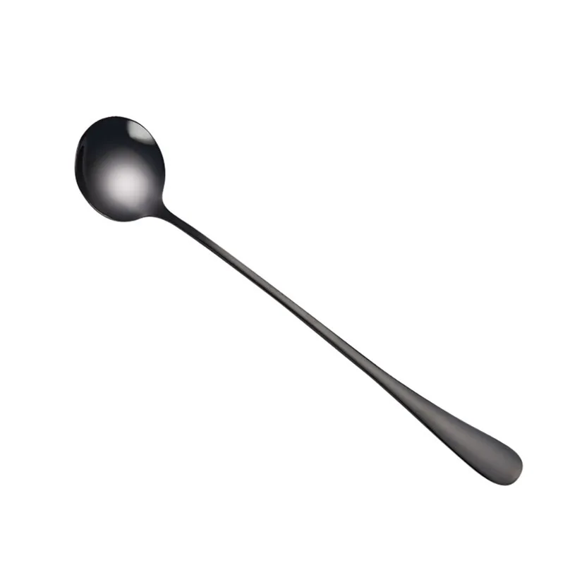 New 1pc 18.83.5cm Colorful Spoon Long Handle Spoons Flatware Coffee Drinking Tools Kitchen Gadget Coffee spoon metal #3d22 (2)