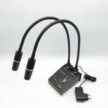 85-265V Stereo microscope illuminator 6W LED Dual Gooseneck microscope spot light source