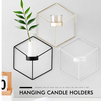 

Modern Metal Candlestick Candle Holder Wall Geometric Romantic Nordic Large Candle Holder Lamp Ferforje Decoration Home 50ZT0027