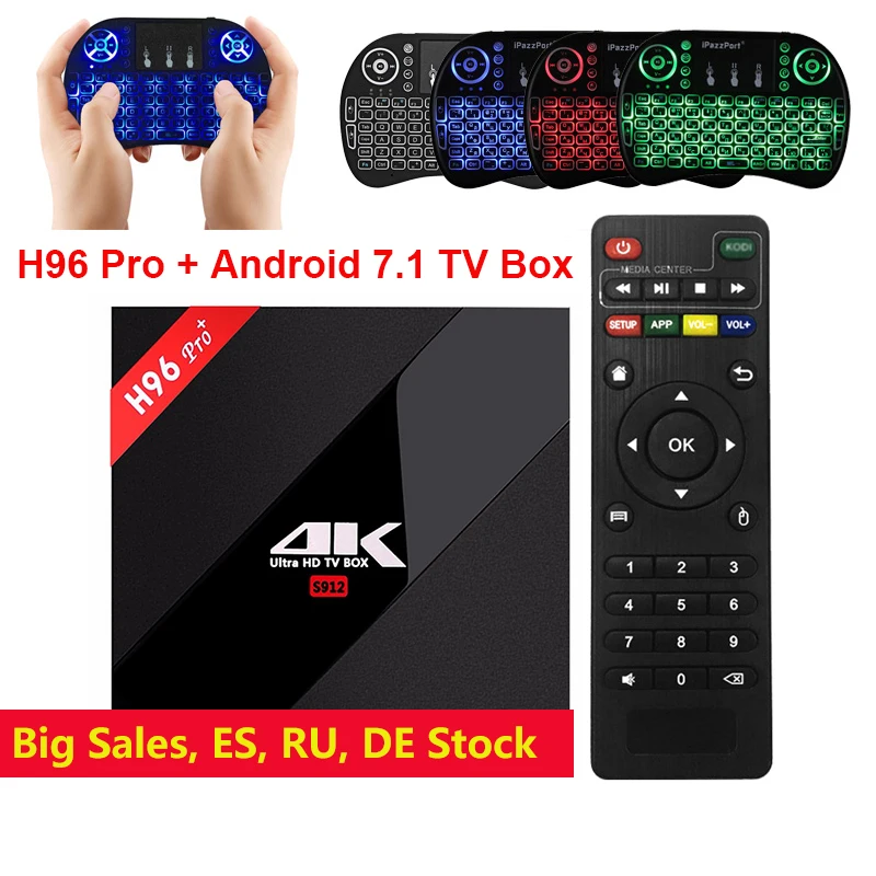 

H96 Pro + TV Box Amlogic S912 3GB 32GB Octa Core Android 7.1 OS BT 4.1 2.4GHz+5.0GHz WiFi Mini PC Media Player Smart Set Top Box