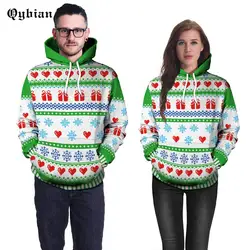 Qybain для мужчин женщин толстовки Лидер продаж Качество Рождество ele ts 3d кофты Забавный мультфильм печатных пуловер с ш