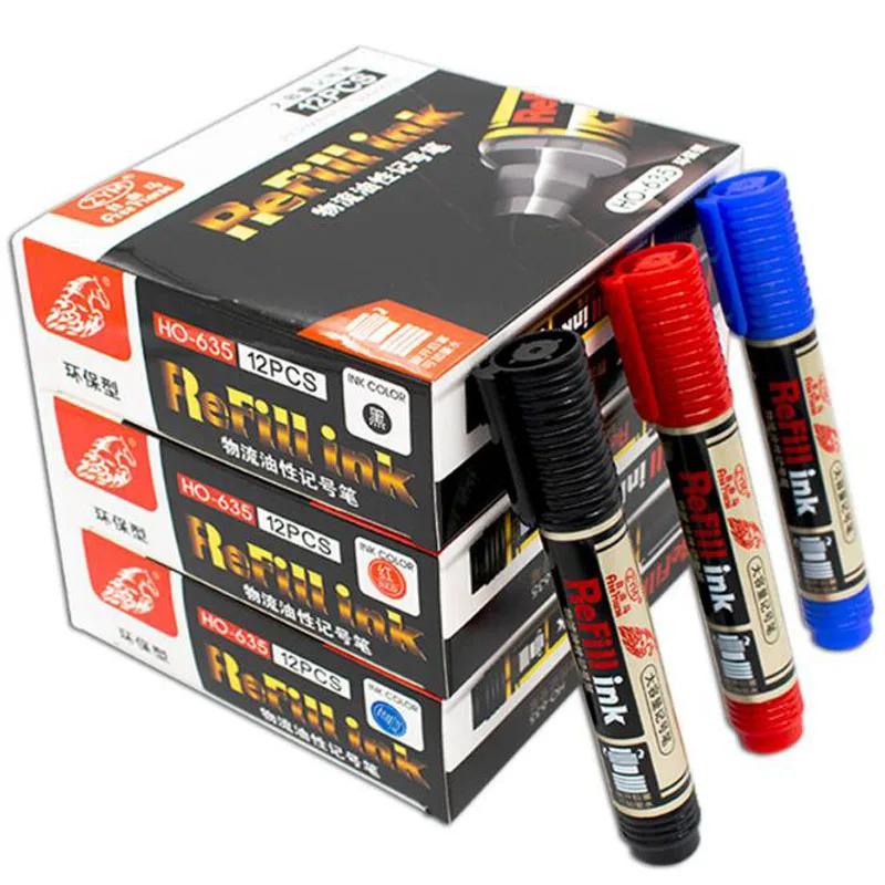 1pc Black/blue/red Colour Big Head Round Head Permanent Marker Bulk  Logistics Courier Can Add Ink The Office Supplies Stationery - Paint  Markers - AliExpress