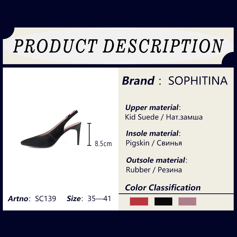 SOPHITINA Comfortable Kid Suede Sandals Fashion Shallow Sexy Pointed Toe Shoes New Hot Sale High Thin Heel Women's Sandals SC139