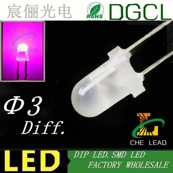 

Pink 3mm dip led Festive Lighting 3.0-3.5V Milky diffused led diode(CE&Rosh)