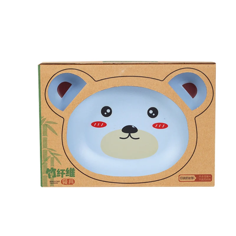 Baby Bamboo Fiber Dinnerware Cartoon Pattern Sub-gird Plates Children Feeding Tableware Irregular Toddler Kids Utensils BB5111 (10)