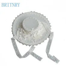 BRITNRY Европейский стиль слоновой кости Свадебная шляпа ручной работы кружевная шляпка невесты элегантный Luolita сценический цветок шляпа