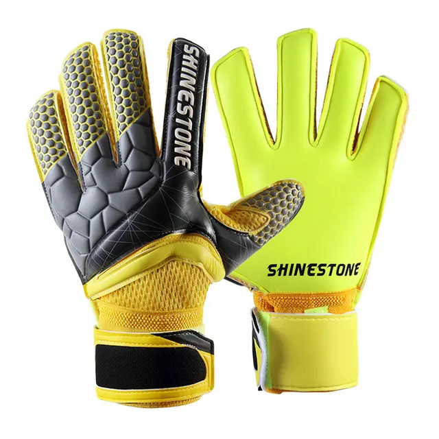Shinestone Kids Adults Size Soccer Goalkeeper Gloves Professional Thick Latex Soccer Goalie Gloves With Finger Protection 915 Yellow
