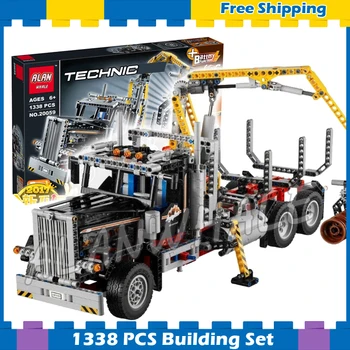 

1338pcs 2in1 Techinic Motorized Logging Truck Container Snowplough 20059 Model Building Blocks Gifts Sets Compatible With Lago