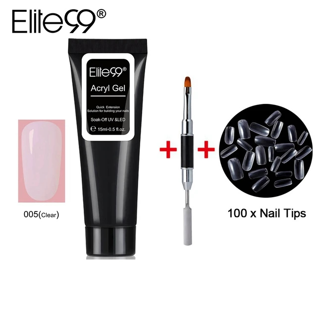 

Elite99 Poly Gel Kits Nail Art Clear Camouflage Color With Nail Tip Form Crystal UV Gel Polygel Slice Brush Quick Extension Gel