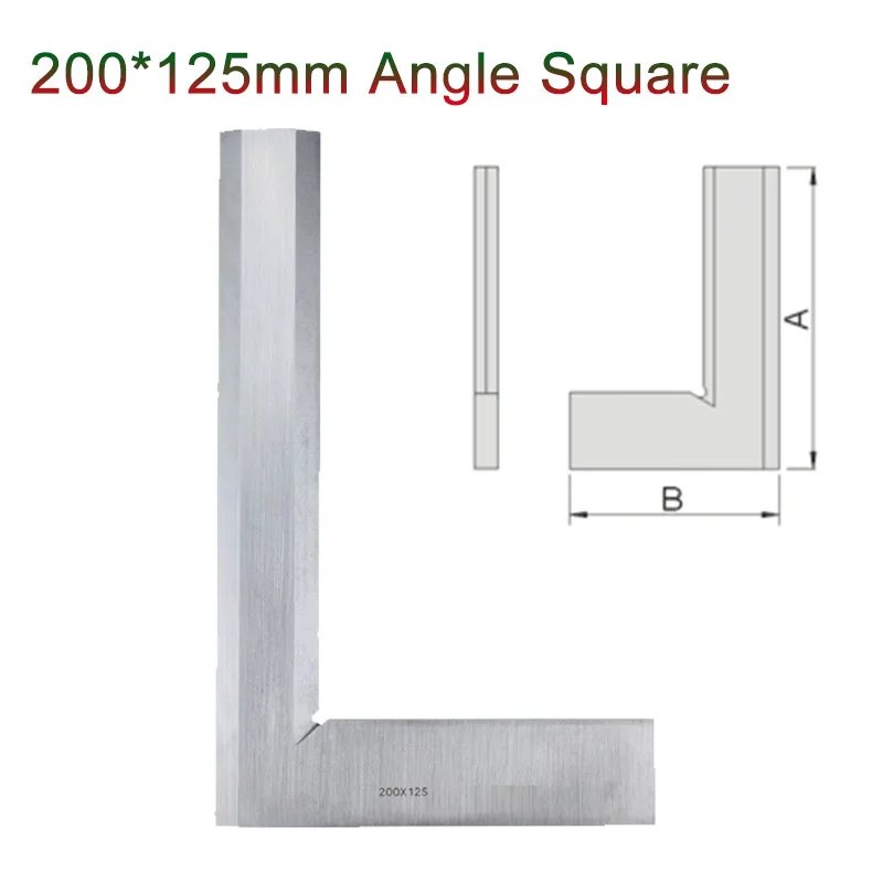 

1PCS 200*125mm Try Square Ruler Angle Broadside L-Shaped 90 Degree Blade Silver Tone Angle Square Broadside Knife-Shaped Measure