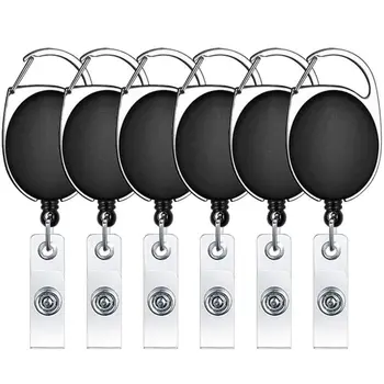 

Retractable Badge ID Card Holders with Carabiner Reel Clip (6x)