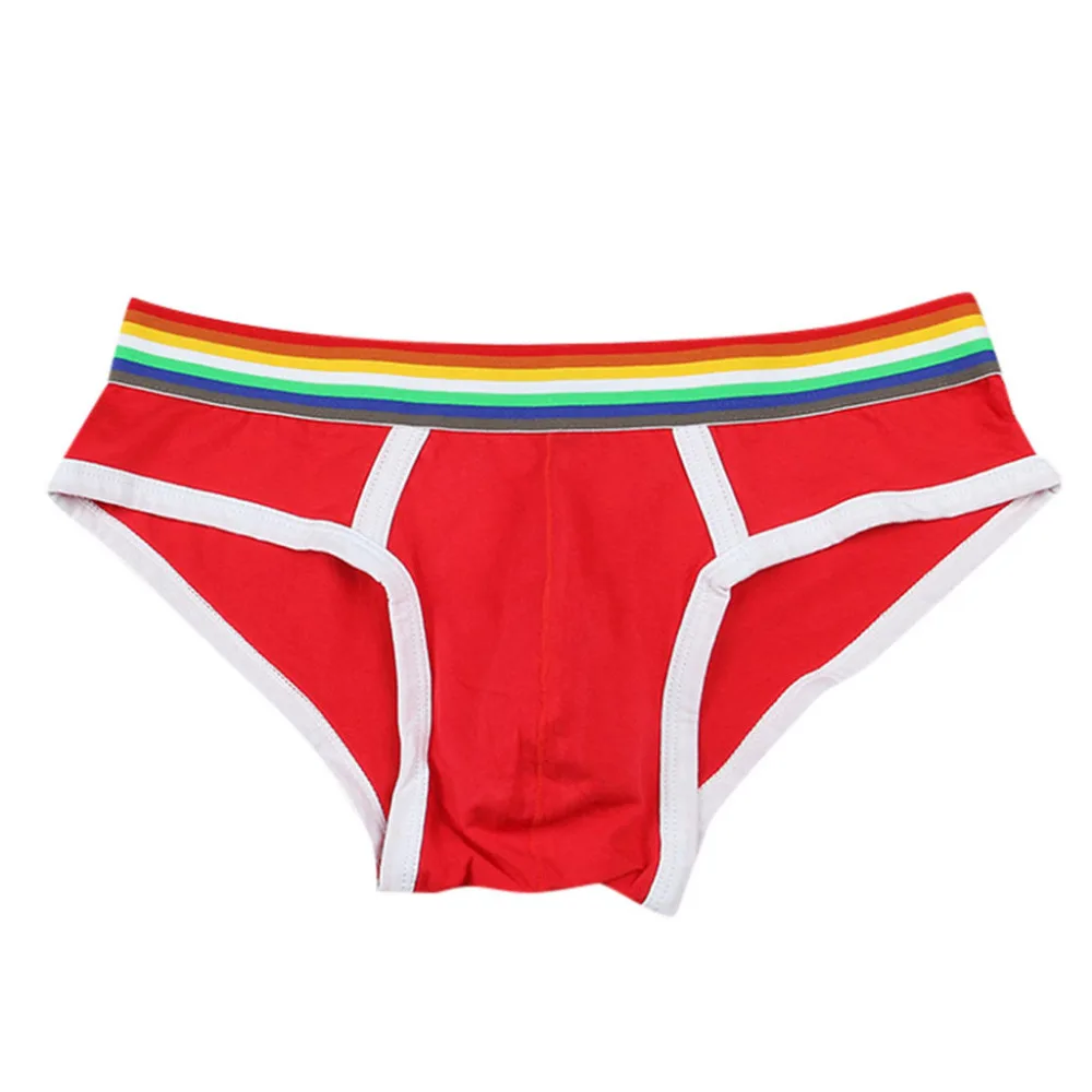 

2019 Fashion men's multicolor briefs rainbow cotton briefs swimming shorts breathable men's underwear sexy briefs hombre 40J10